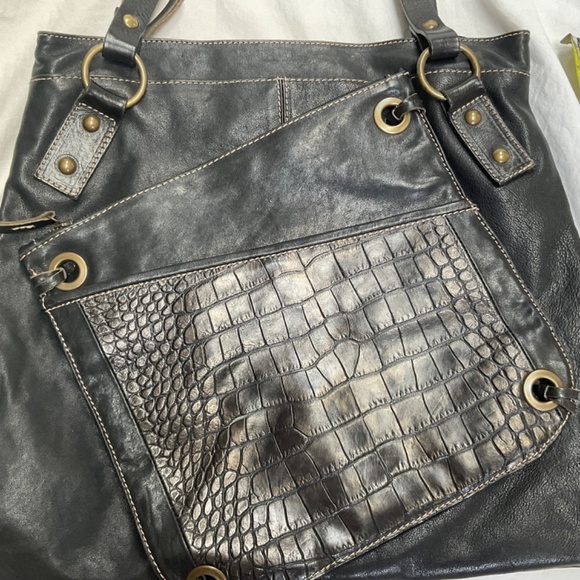 Black Leather Tote by Arnold Churgin - Picture 7 of 13